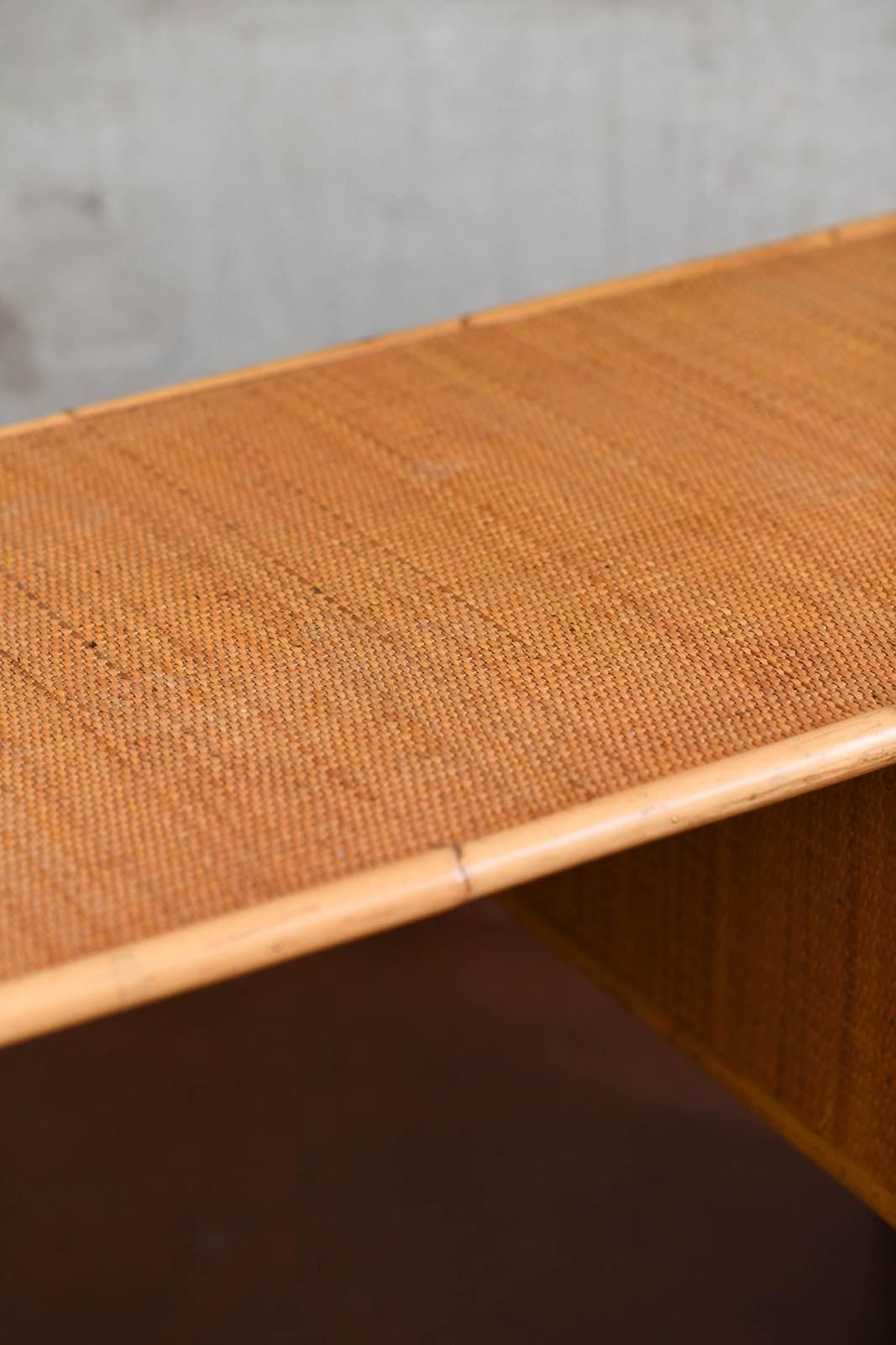 Desk In Bamboo And Wicker With Brass Details. Produced By Dal Vera, 1970s photo buy