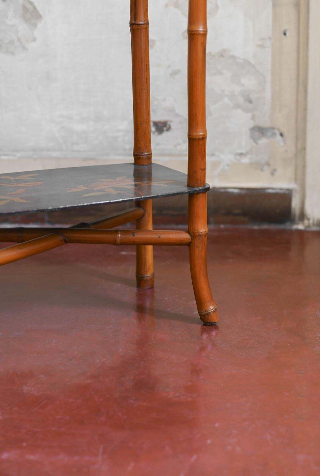 photo for sale Japonisante Etagère In Bamboo And Lacquer Attributed To Perret & Vibert, France