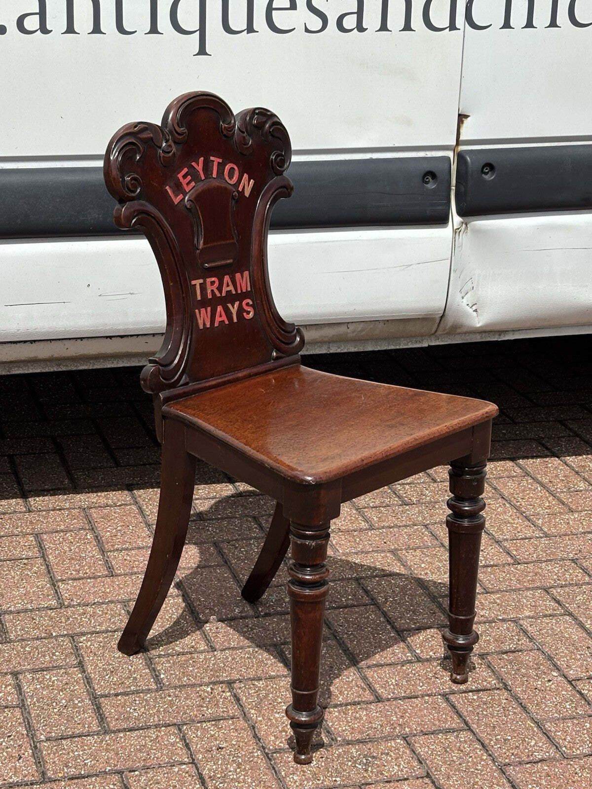 Leyton Tramways. Victorian Waiting Room Mahogany Chair photo vintage