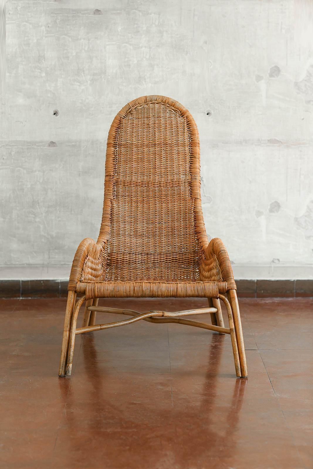 Pair Of Wicker Armchairs With Curved Backrests, 1980s. photo Furniture