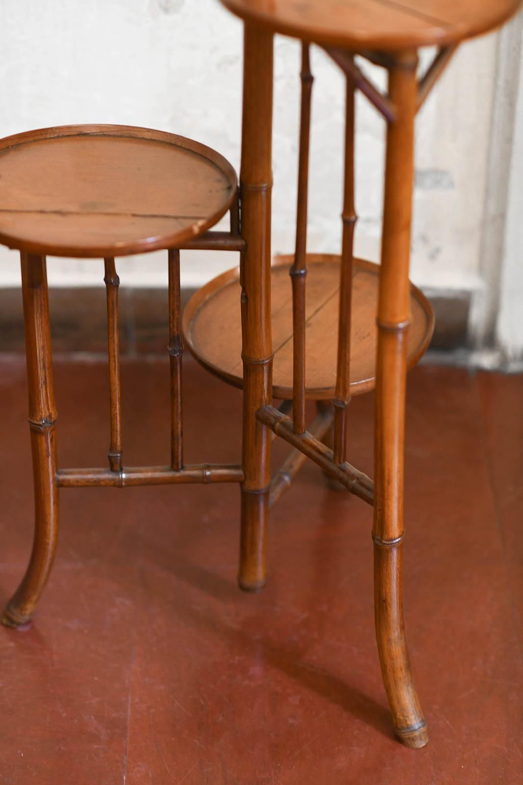 Bamboo Valet Stand With Three Shelves, Early 20th Century photo vinterior