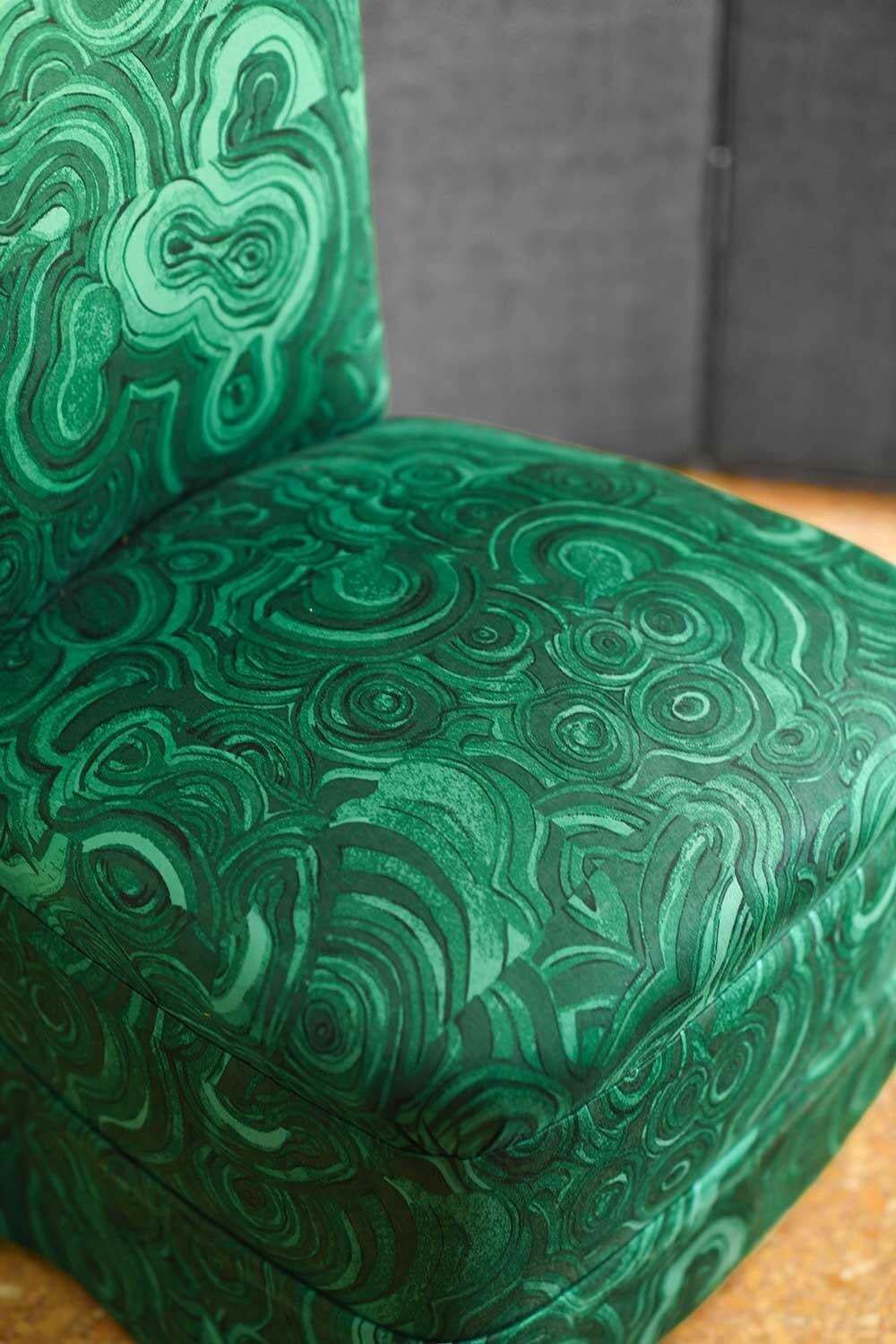 Pair Of Armchairs In Malachite Green Gemstone Fabric By Tony Duquette photo Furniture