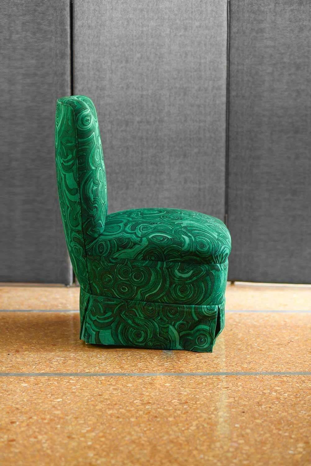 Pair Of Armchairs In Malachite Green Gemstone Fabric By Tony Duquette photo vinterior