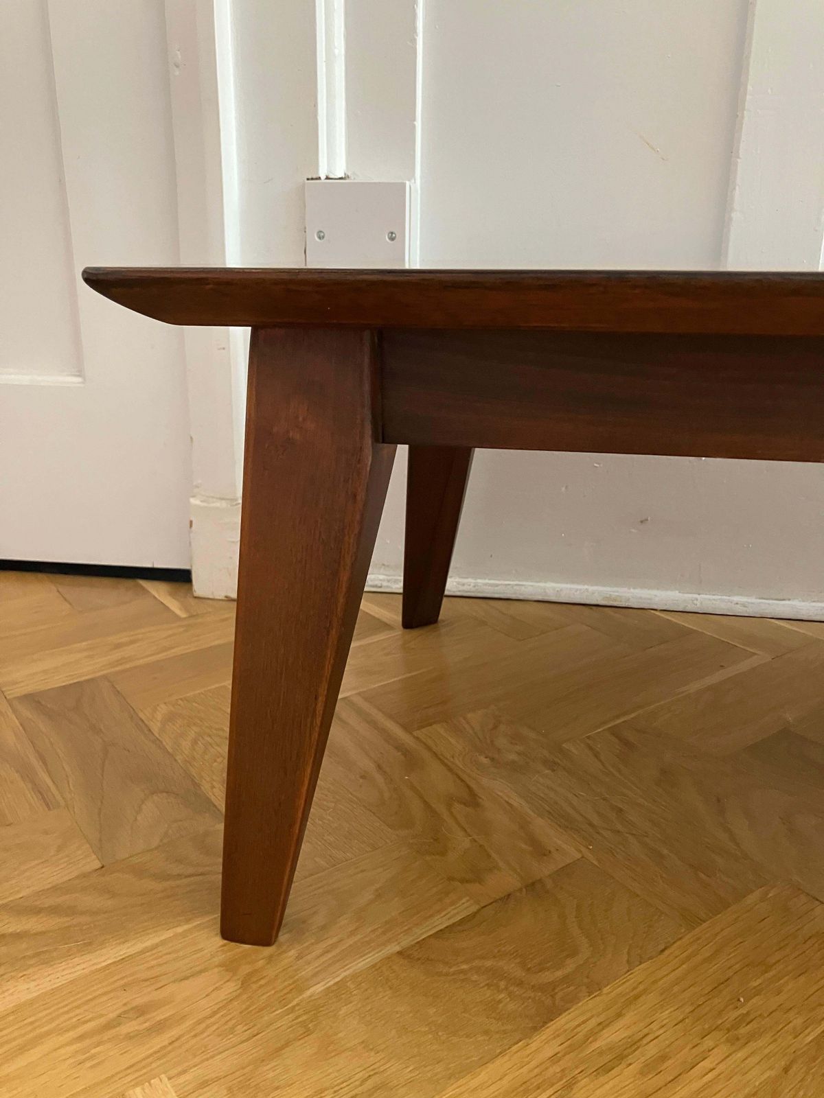 Mid Century Zebra Wood Low Coffee Table 60's Darkwood photo vintage