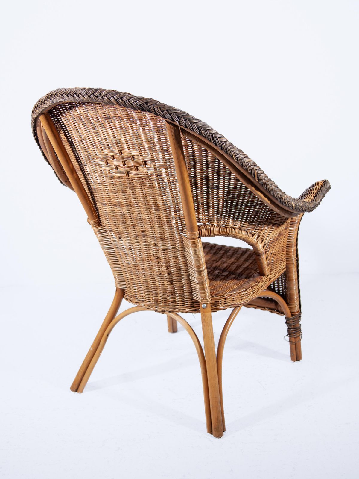 Set Of Two Large High Back Rattan Lounge Chairs photo 933.0