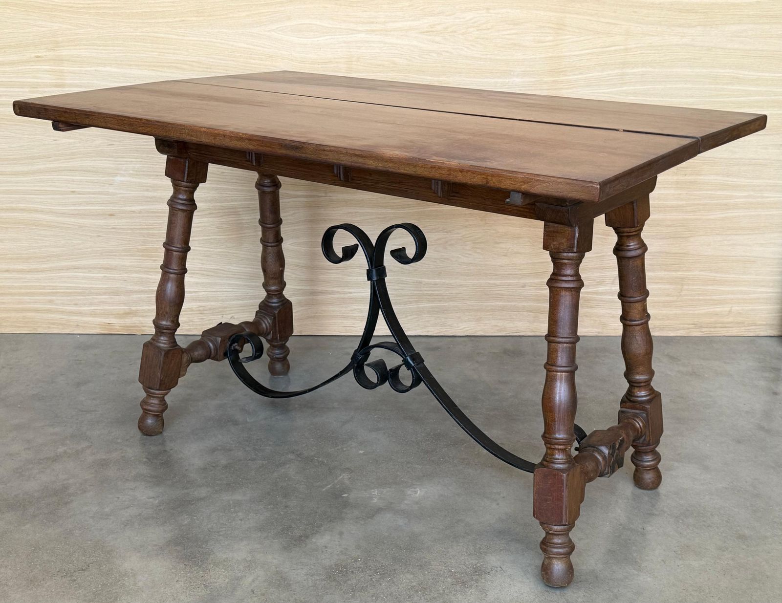 20th Century Spanish Console Fold Out Farm Table With Wood Stretcher photo 2407.0