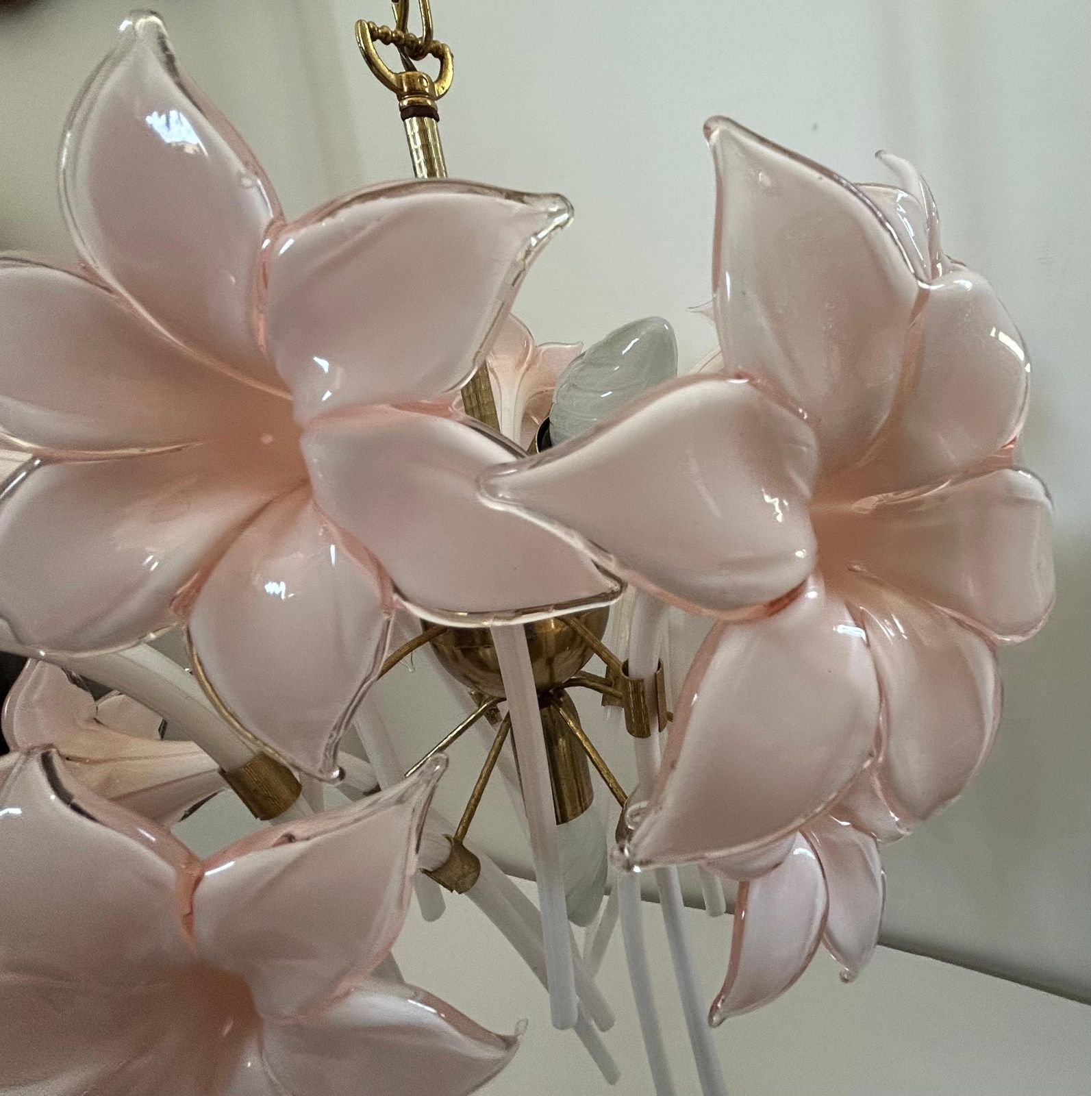 Pink Lily, Spectacular Murano Chandelier, 1980's photo buy