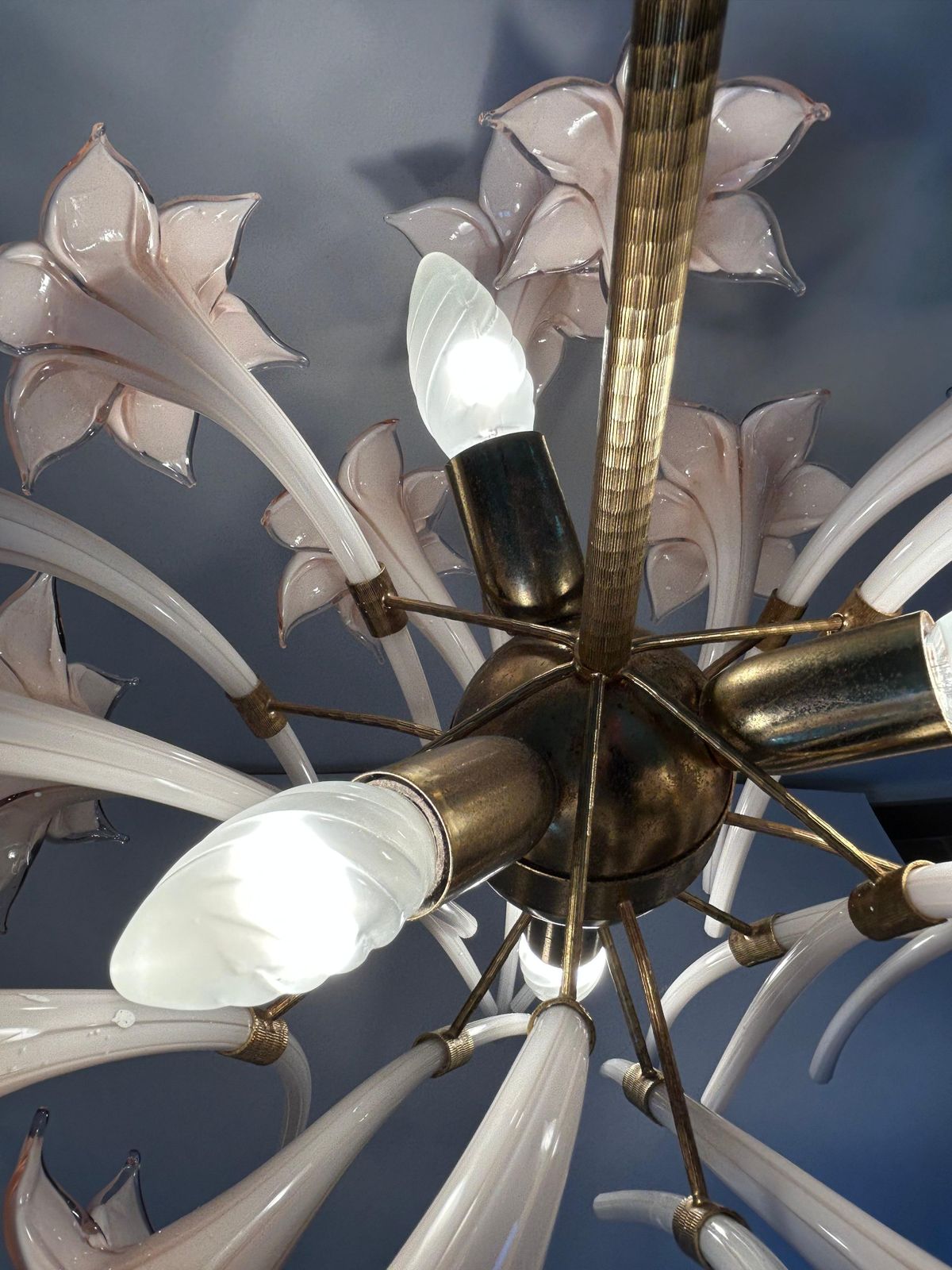2964.0 Pink Lily, Spectacular Murano Chandelier, 1980's photo