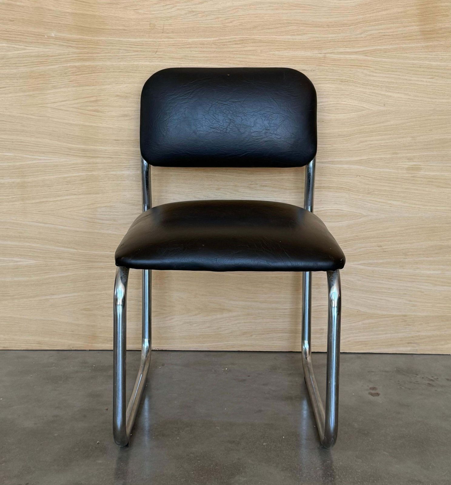 Set Of Six Cantilever Chars In Leather And Steel, 1970s photo furniture