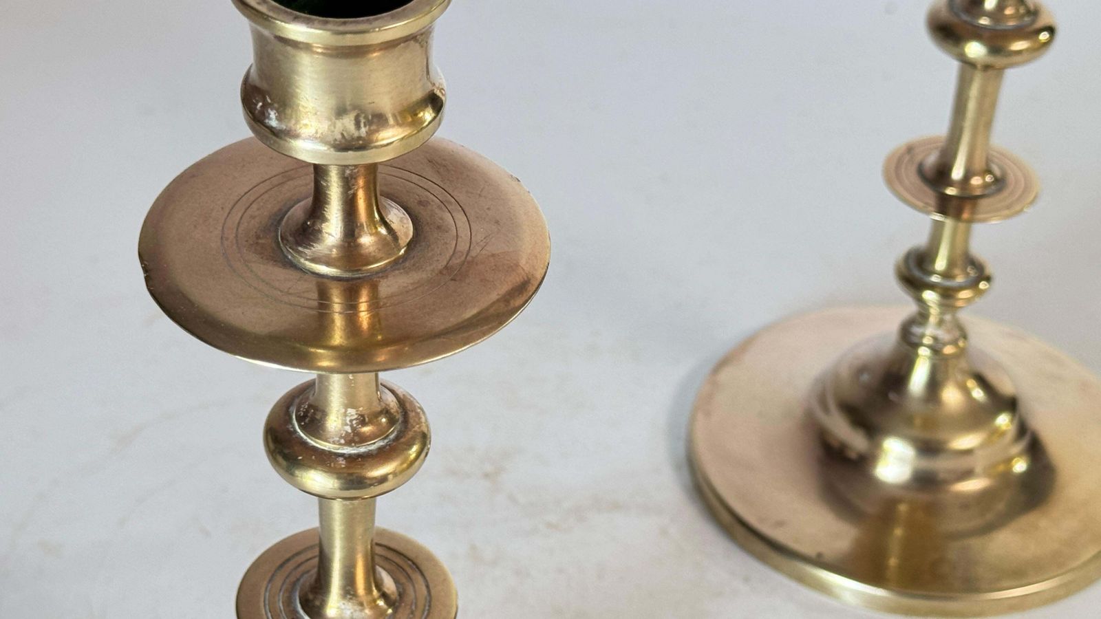 Pair Of 19th Century French Solid Brass Candlesticks – Minimalist Design photo 478.0