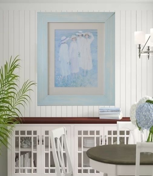 Painted Frame, Hand Painted Frame, Wall Art, Framed Art, Framed Art Print, Large Art Print, Duck Egg Frame, Summer Ladies By Helen Leveillee photo furniture