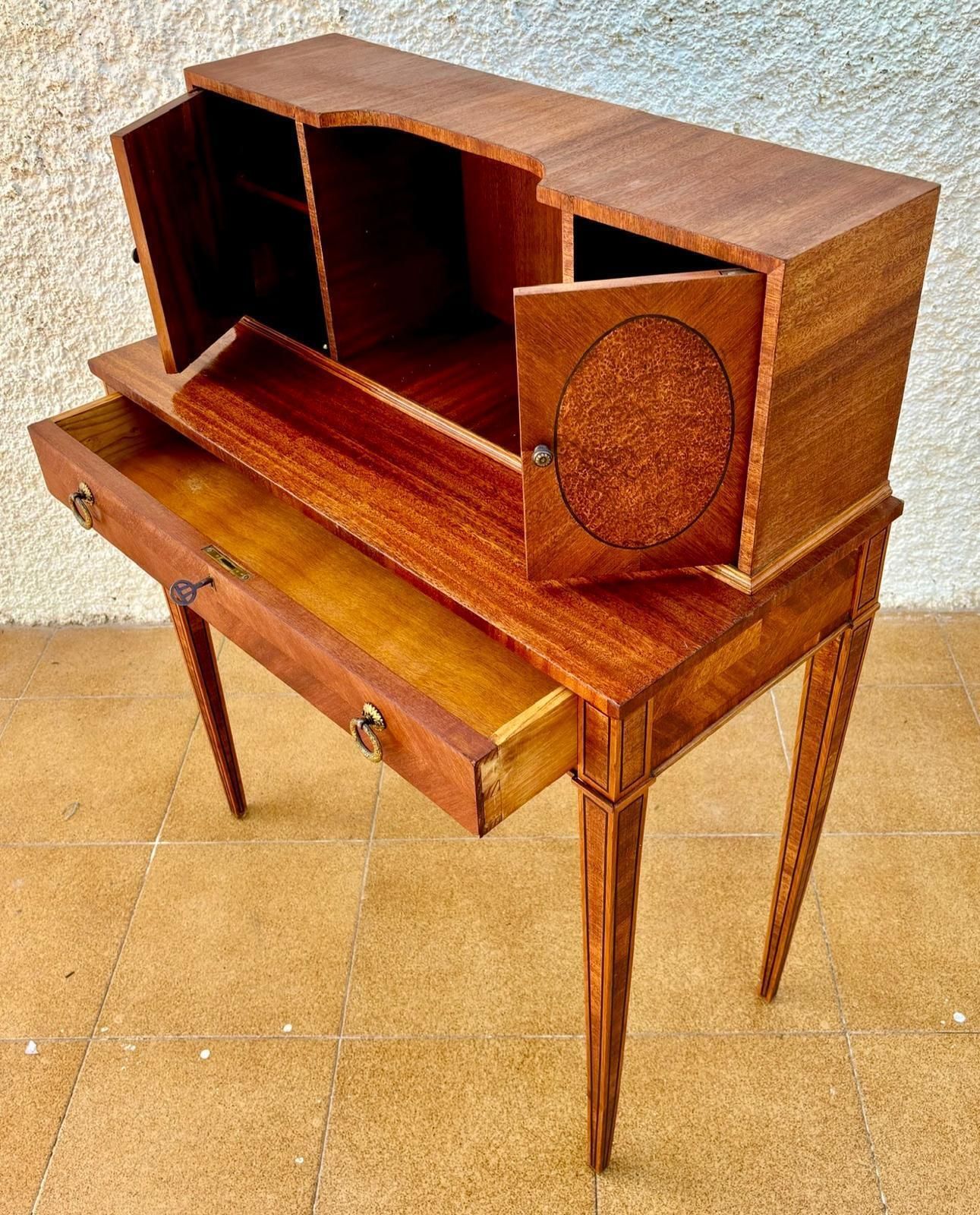 Early 20th Century French Walnut Venner Desk, 1940s photo buy