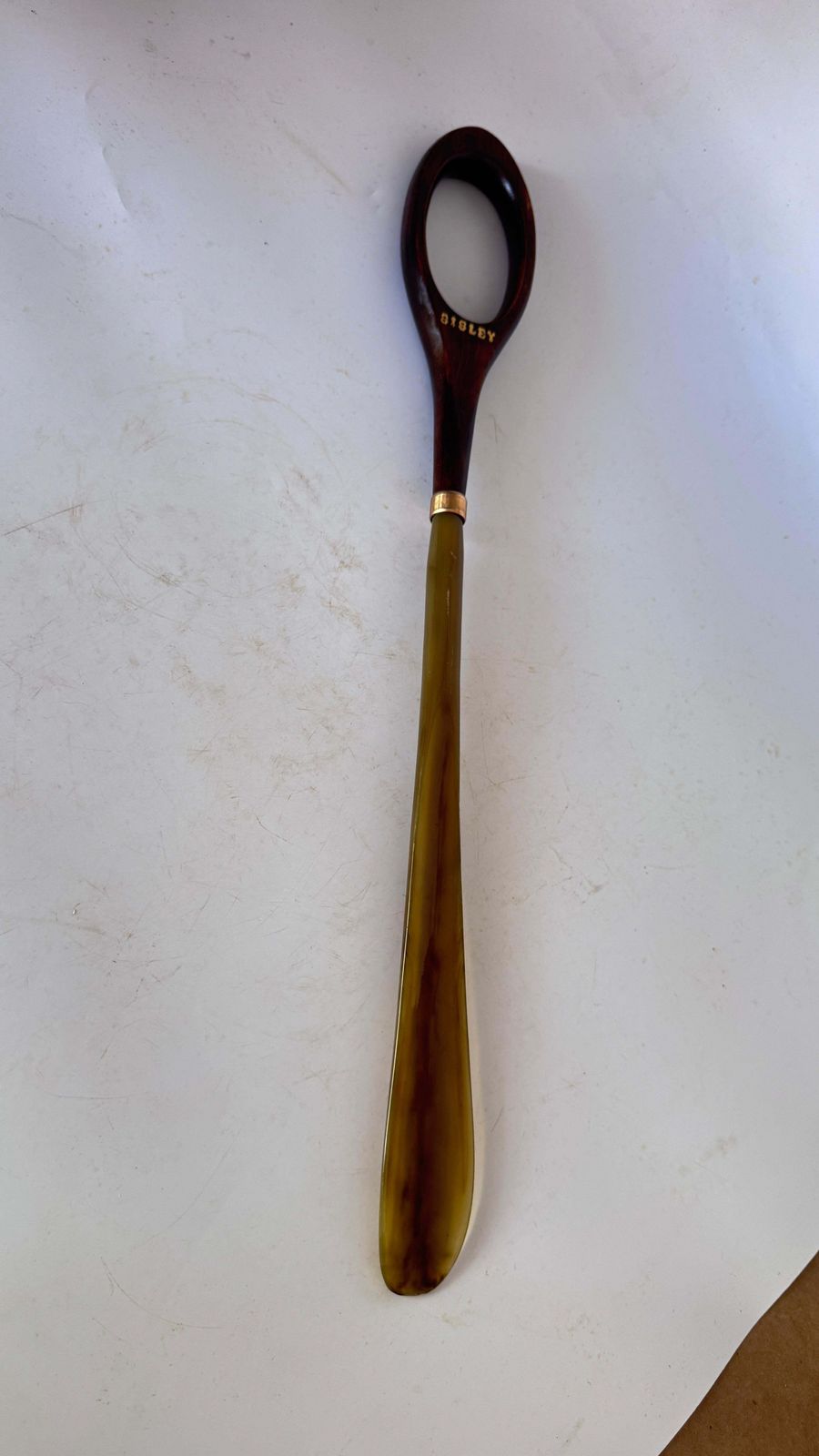 Long Shoehorn In Wood And Horn – French Craft – 1970s photo for sale