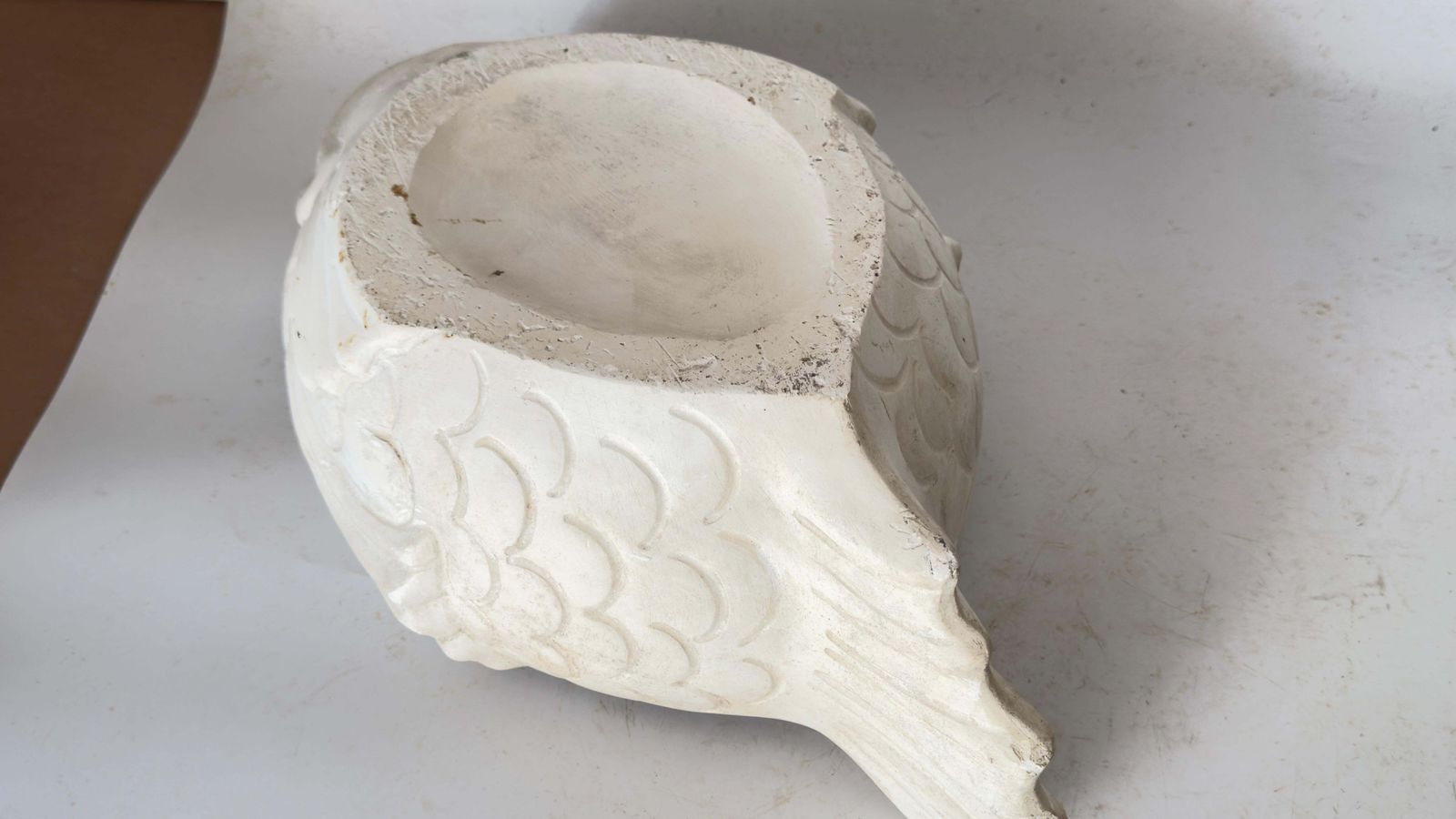 Large Plaster Jardinière France, 1930s Fish Sculpture In The Style Of Martel photo vintage