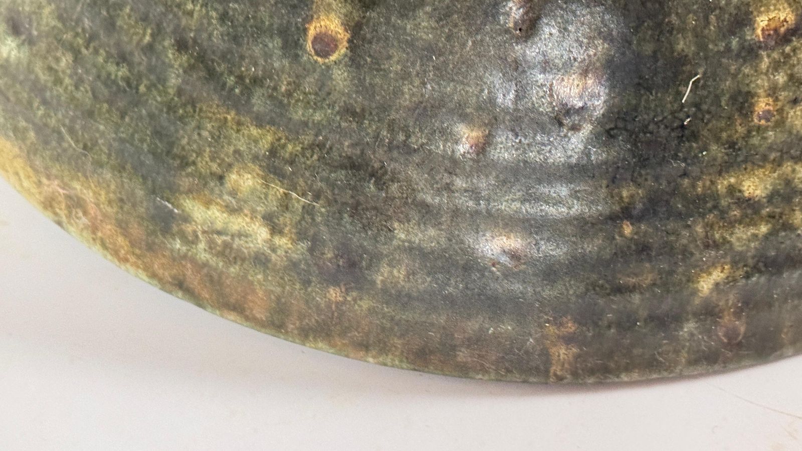 372.0 Scandinavian Stoneware Bowl, Green & Earth Toned Glaze, Decorative 1960s photo