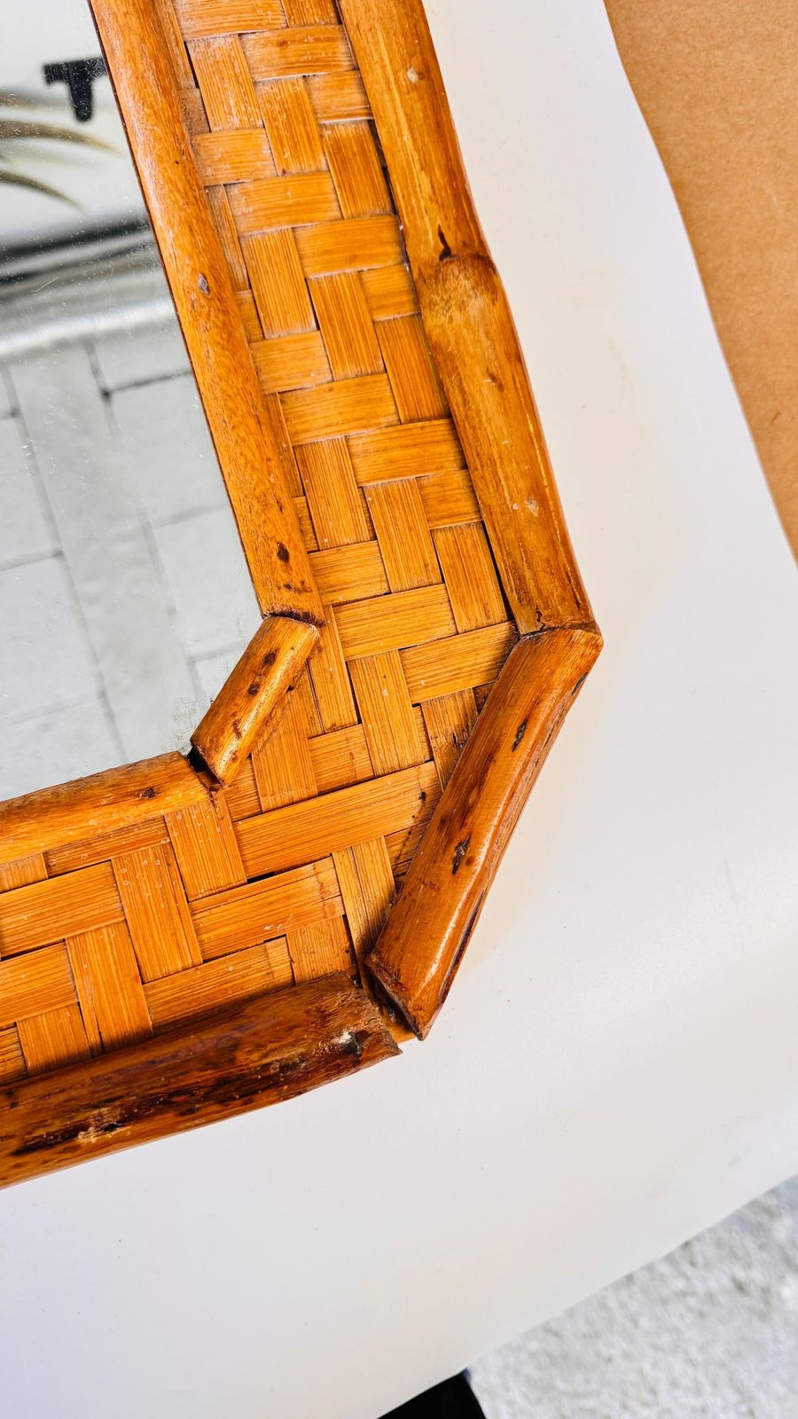 Italian Bamboo And Rattan Mirror, 1970s Coastal Style photo Home Decor