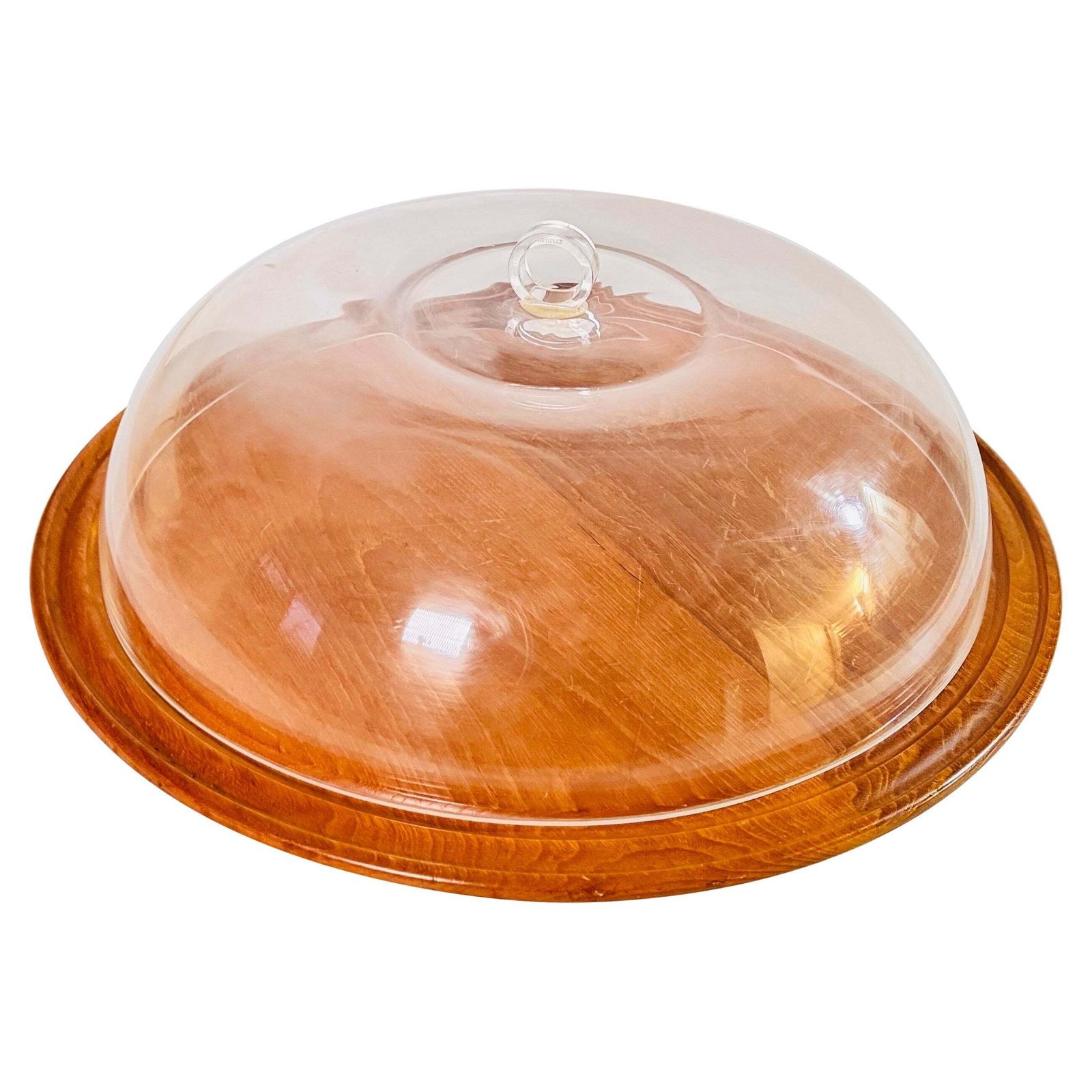 Serving Tray Cloche Plate Bell For Cheese Or Fruit In Plastic And Wood France