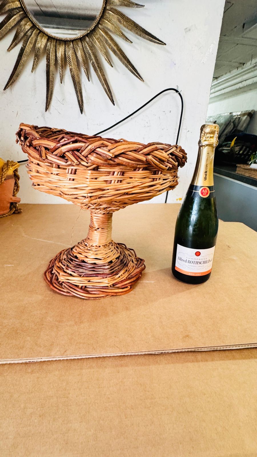 Rattan Italian Basket Fruit Bowl Centerpiece, 1970s photo furniture