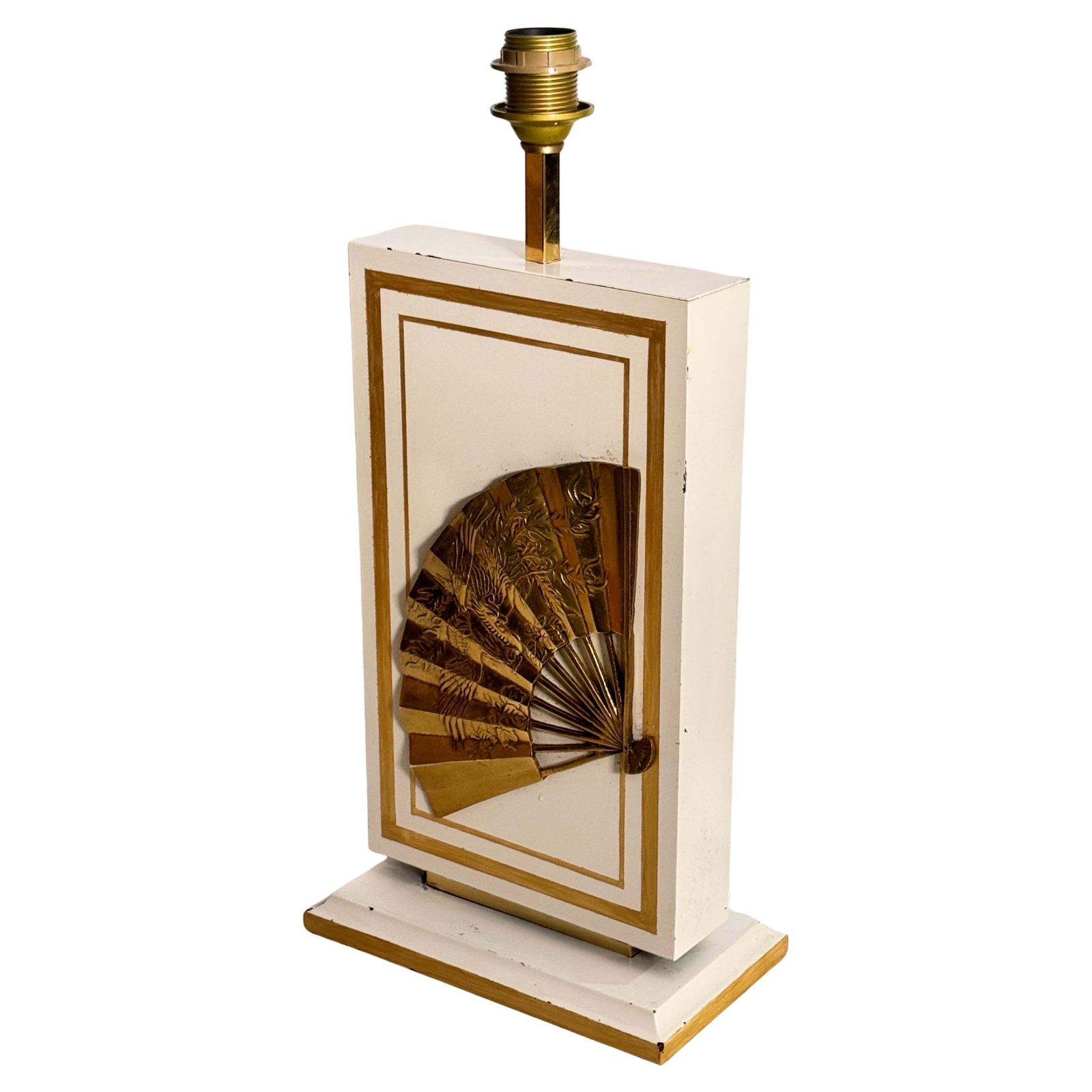 Table Lamp By Philippe Cheverny, Large Model, Brass, Wood  France 1970 photo vinterior