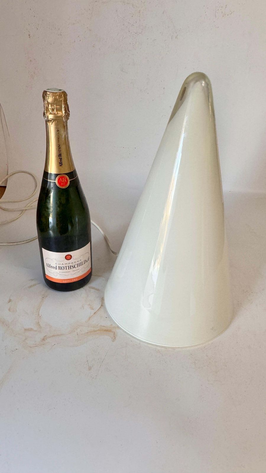 Glass Cone Opalescent  Table Lamps France 1970 photo furniture