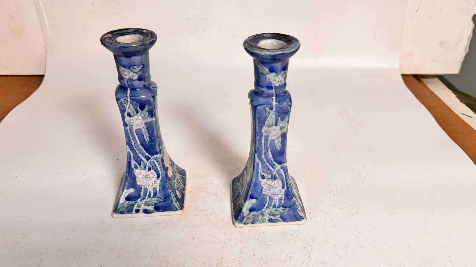 French Pair Pair Of Candle Holder In Blue Ceramic France 1970s photo buy
