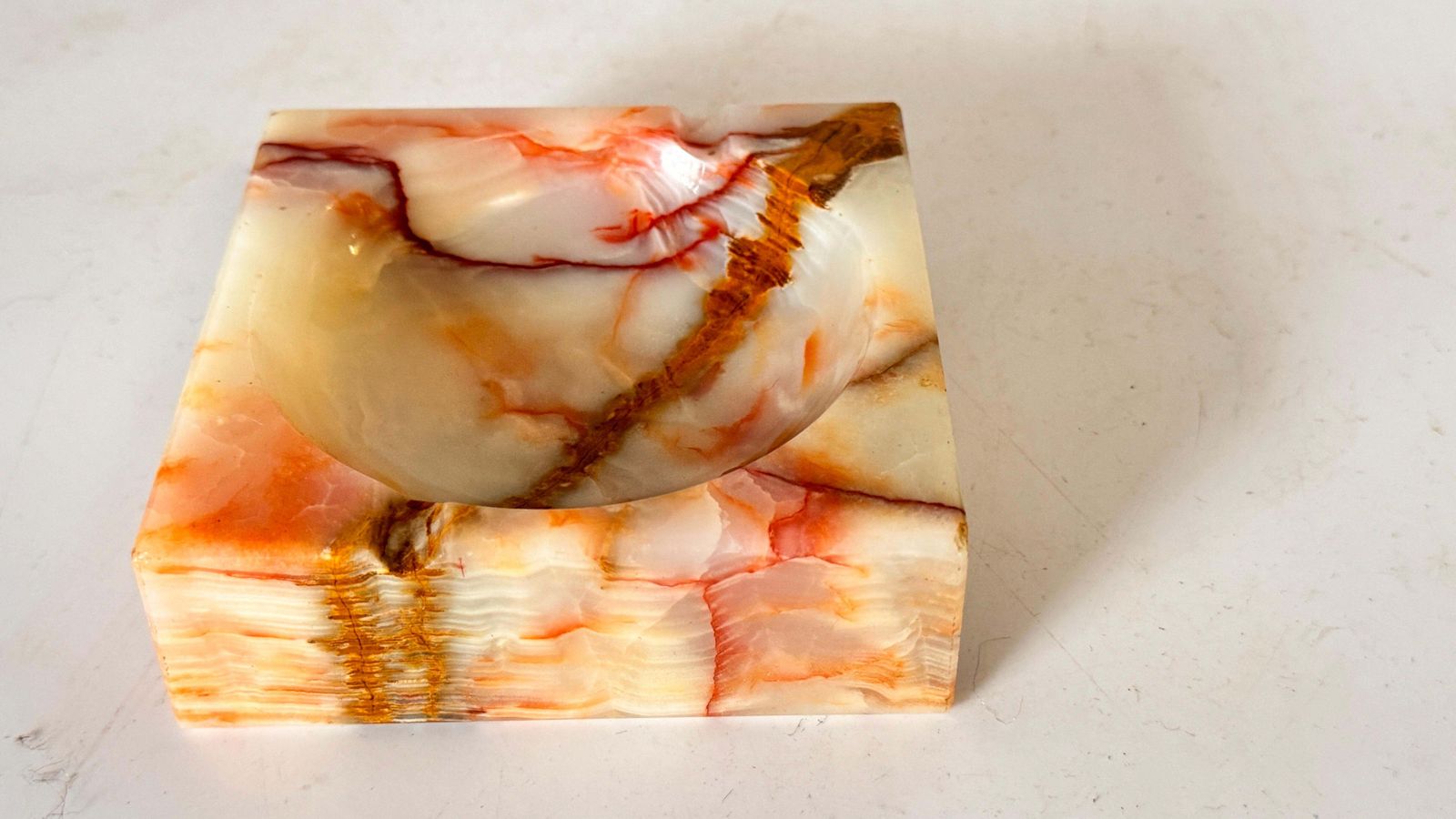 Ashtray Vide Poche In Onyx Square Shape Beige Color Polished, Italy 1960 photo buy