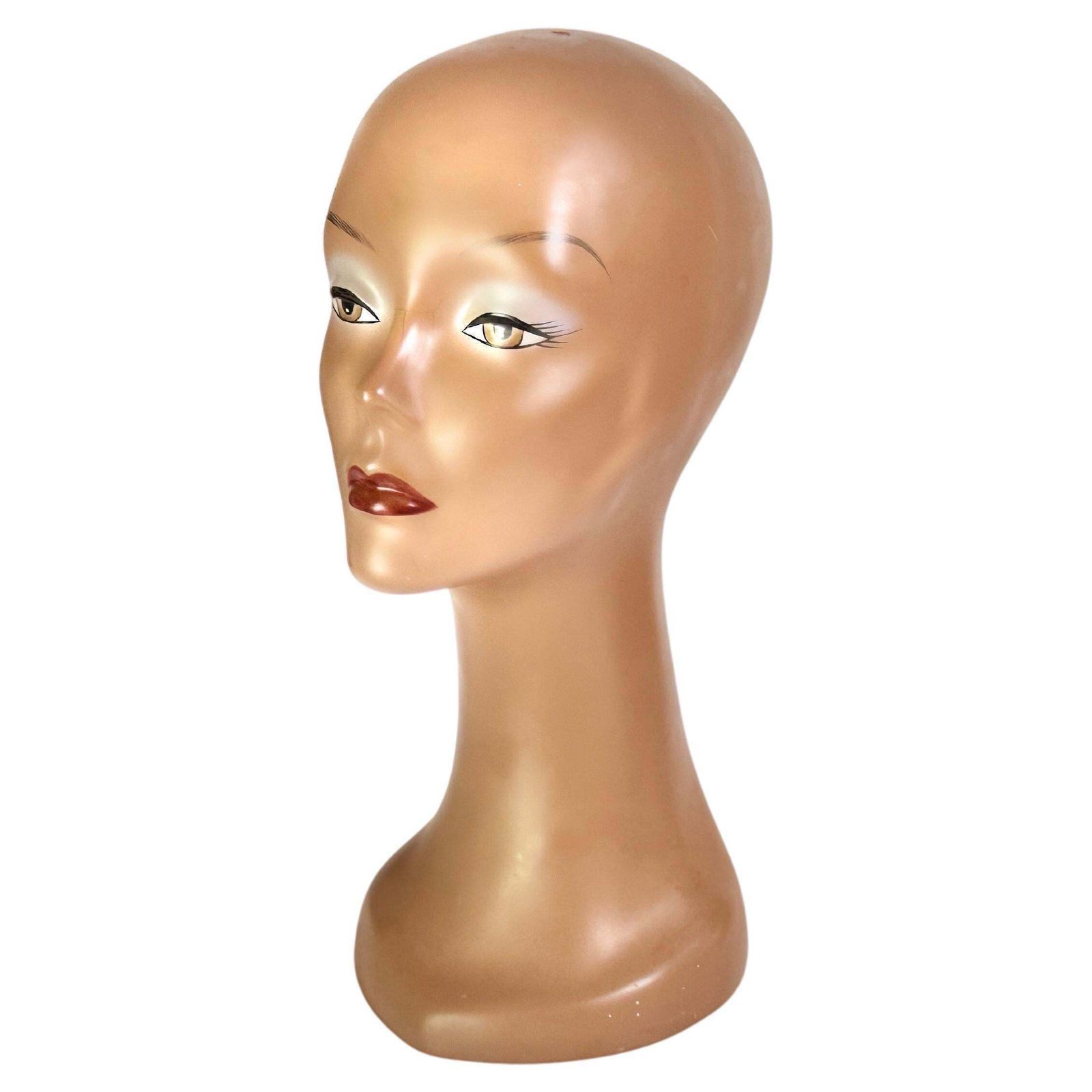 Wig Holder Or Hat Stand 1970 Vintage, Sculpture Face Female Head France, Brown