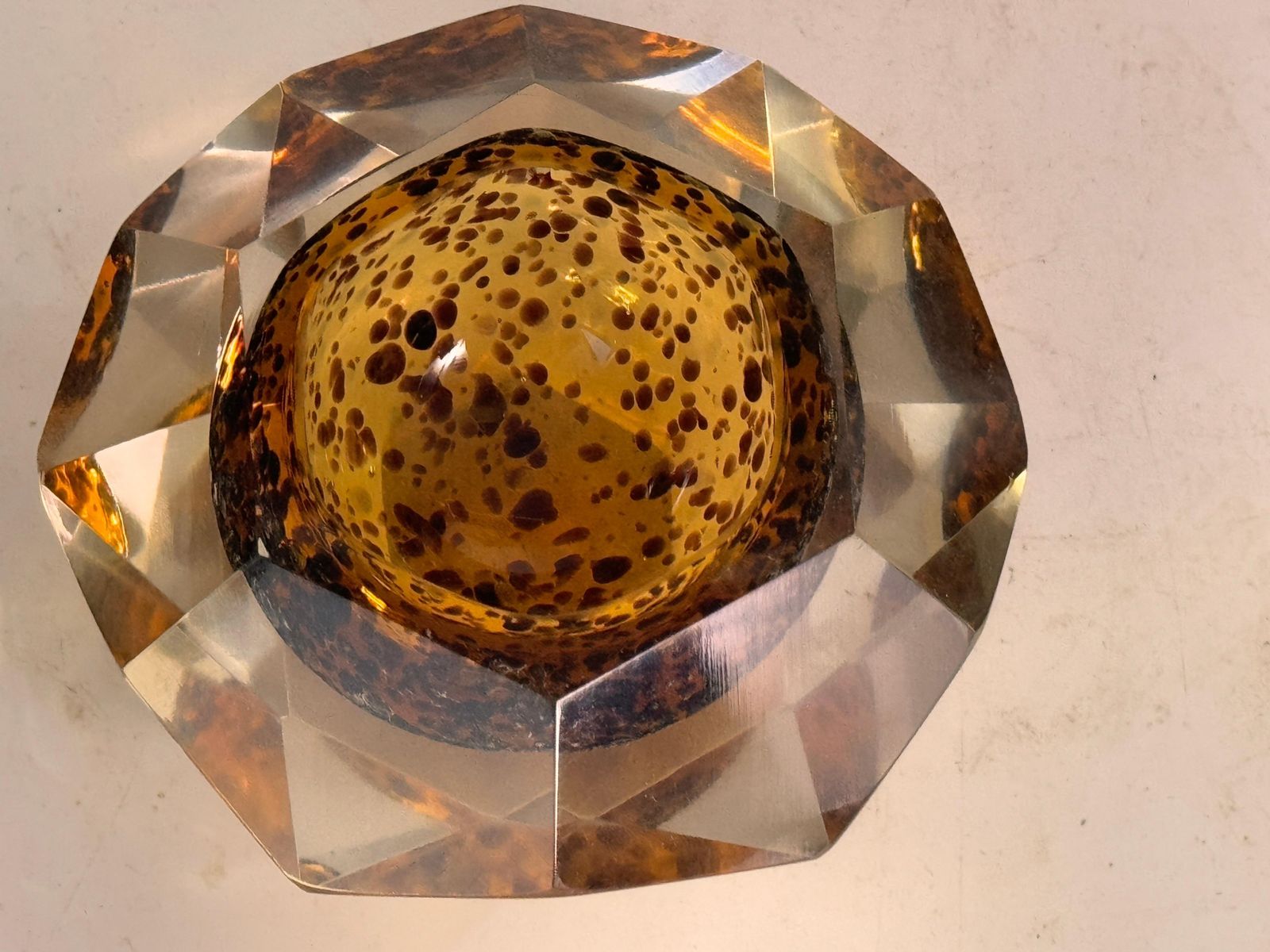 Vide Poche Or Ashtray In  Art Glass Venice Brown Color Italy Murano 1970 photo vintage