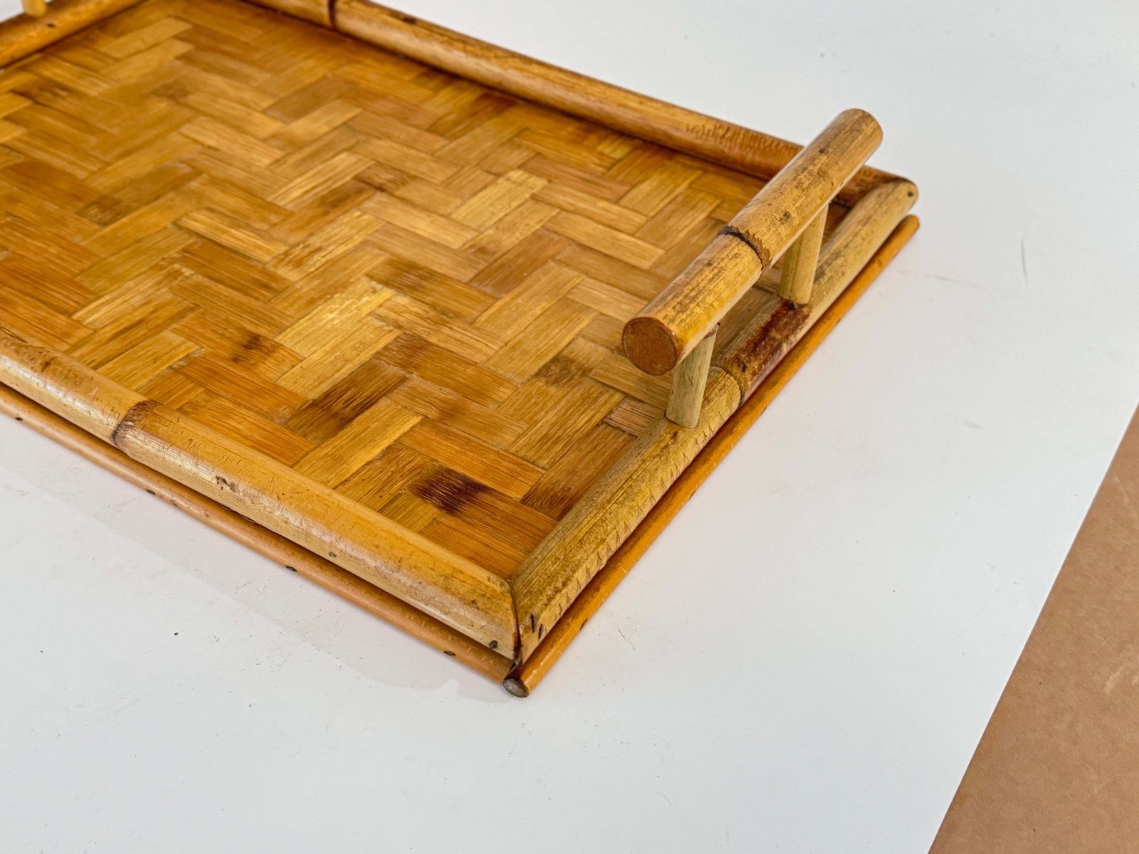 Platter With Its Faux Bamboo Structure, Brown Color, France Circa 1970 photo for sale