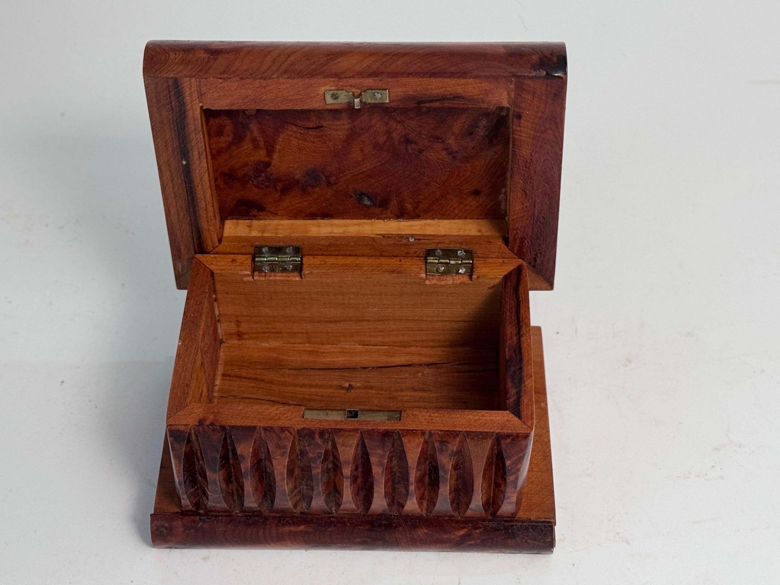Box In Burled Wood, Brown Color, France, 20th Century photo vintage