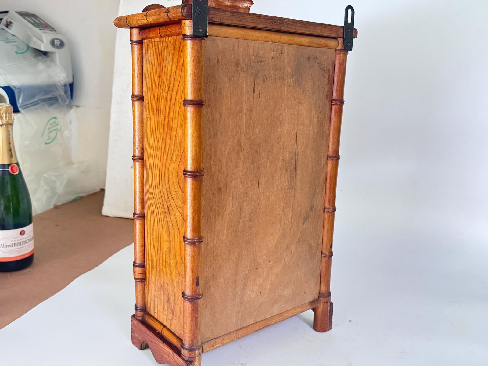 Antique Miniature Bamboo Pine Wardrobe Wall  Armoire Mirror Dollhouse Furniture photo Furniture