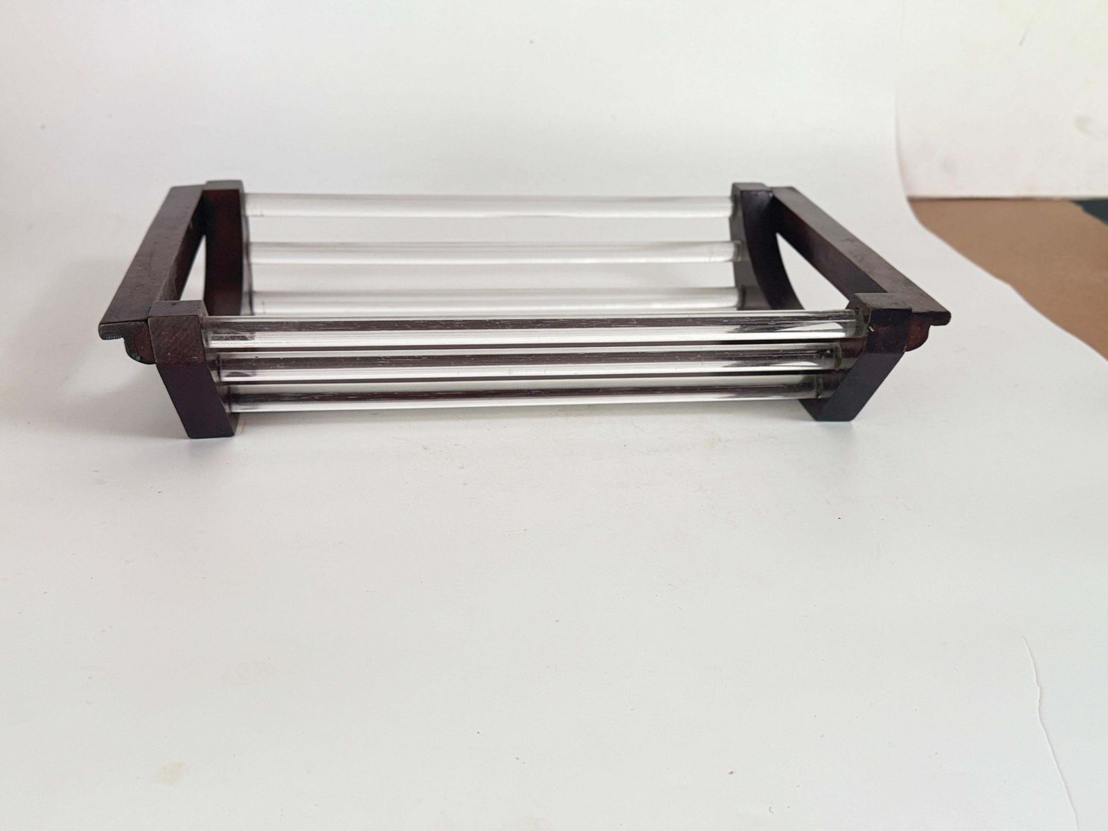 Art Deco Wood And Glass Tray, Brown Color, Wood France 1940 photo Home Decor