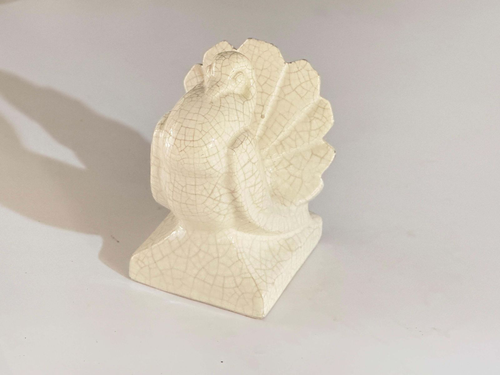 French Sculpture Of A Pigeon In  Cracked Ceramic Circa 1960 France White Color photo 372.0