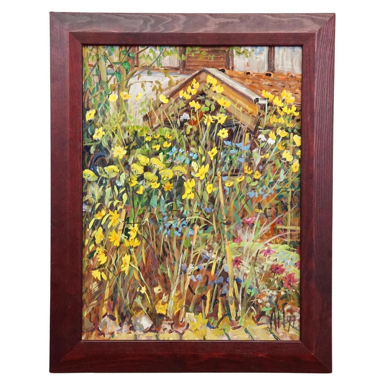 Ingelijst Olieverfschilderij Van Een Tuintafereel, Alexander Michael 1997