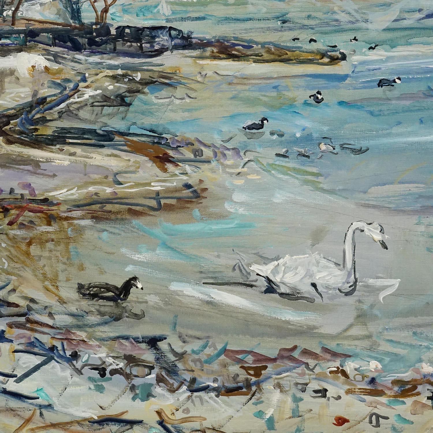 Alexander Michael   Lake Chiemsee In Bavaria Oil On Canvas 1982 photo Art