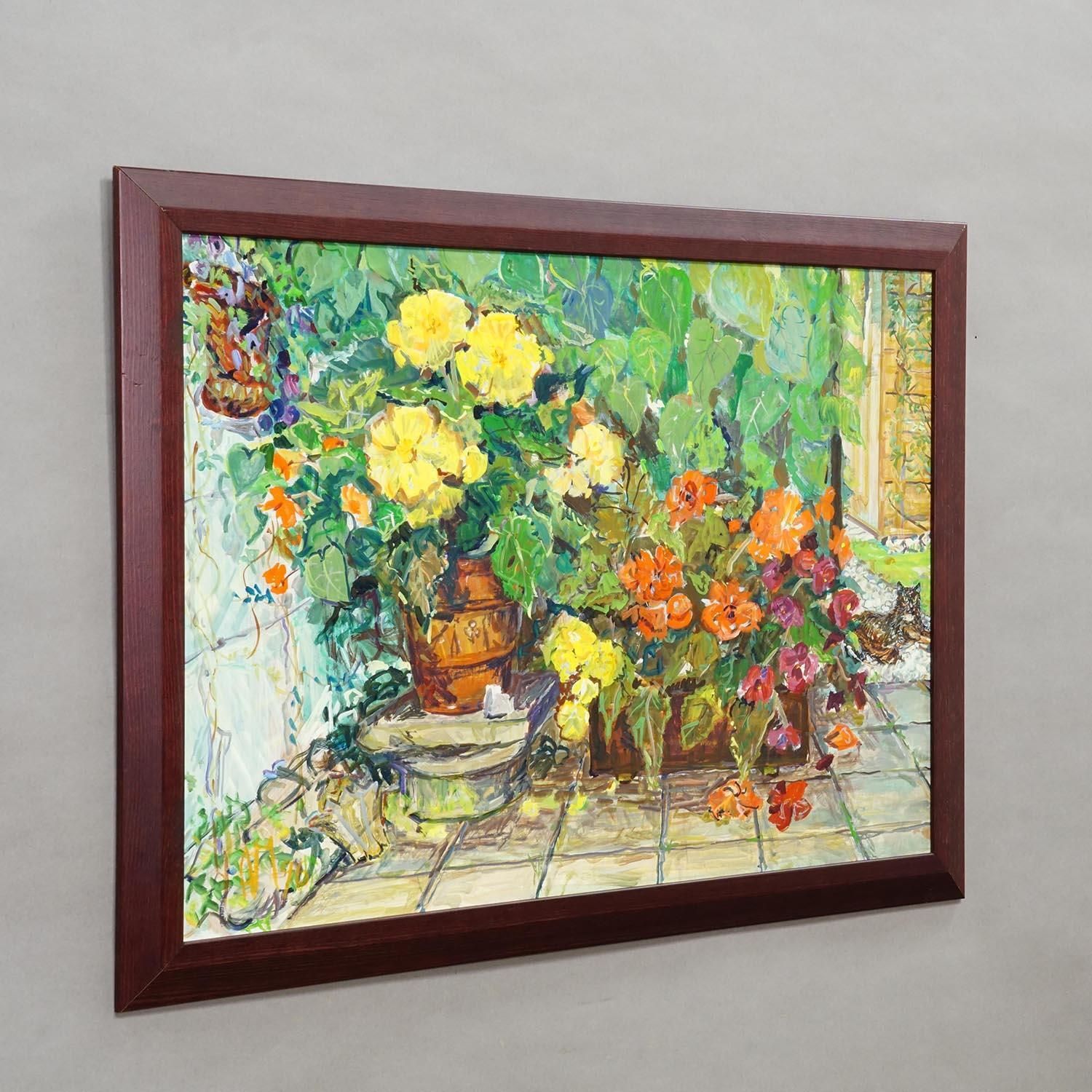 Impressionistic Oil Painting Of A Garden Scenery, Alexander Michael 1996 photo furniture