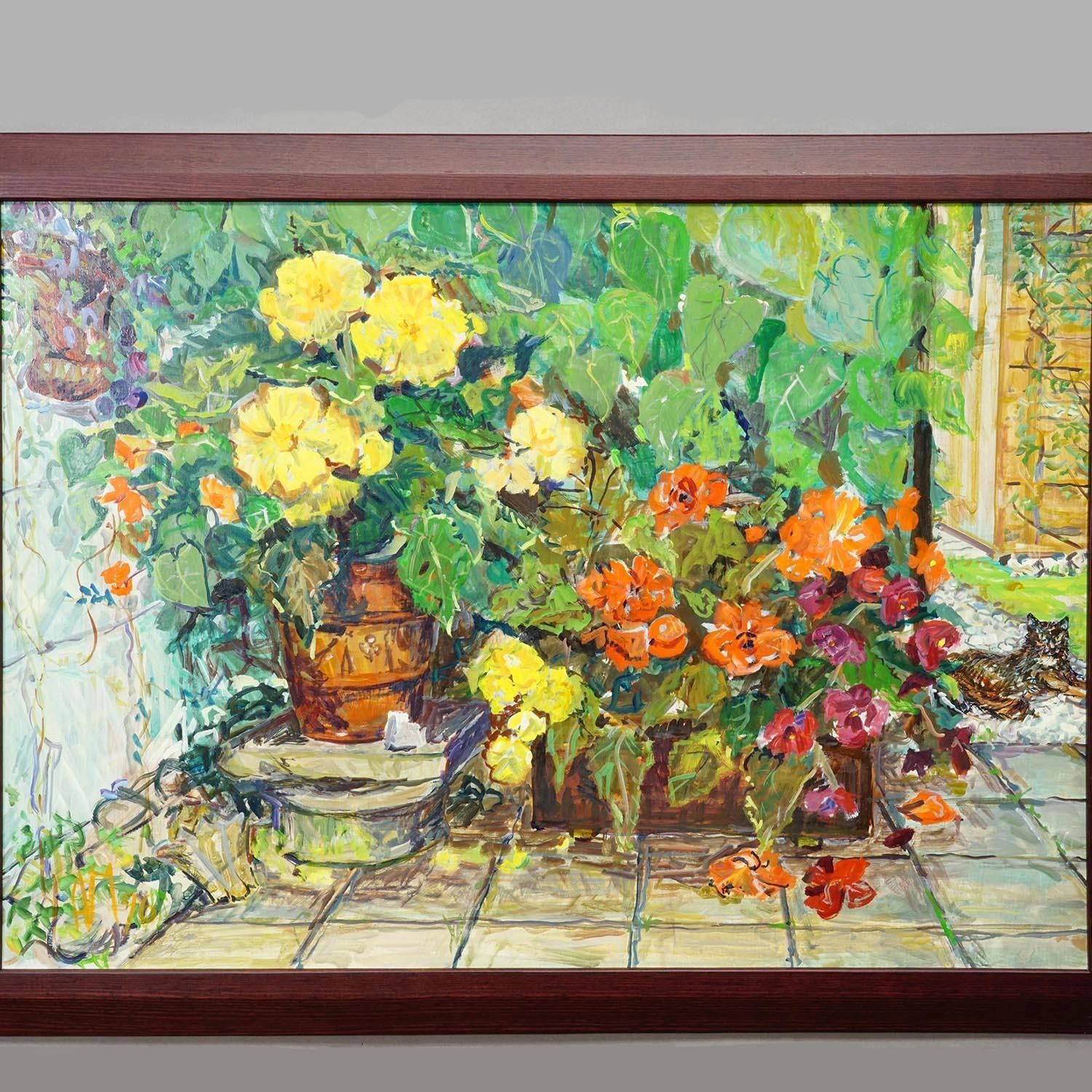 Impressionistic Oil Painting Of A Garden Scenery, Alexander Michael 1996 photo for sale
