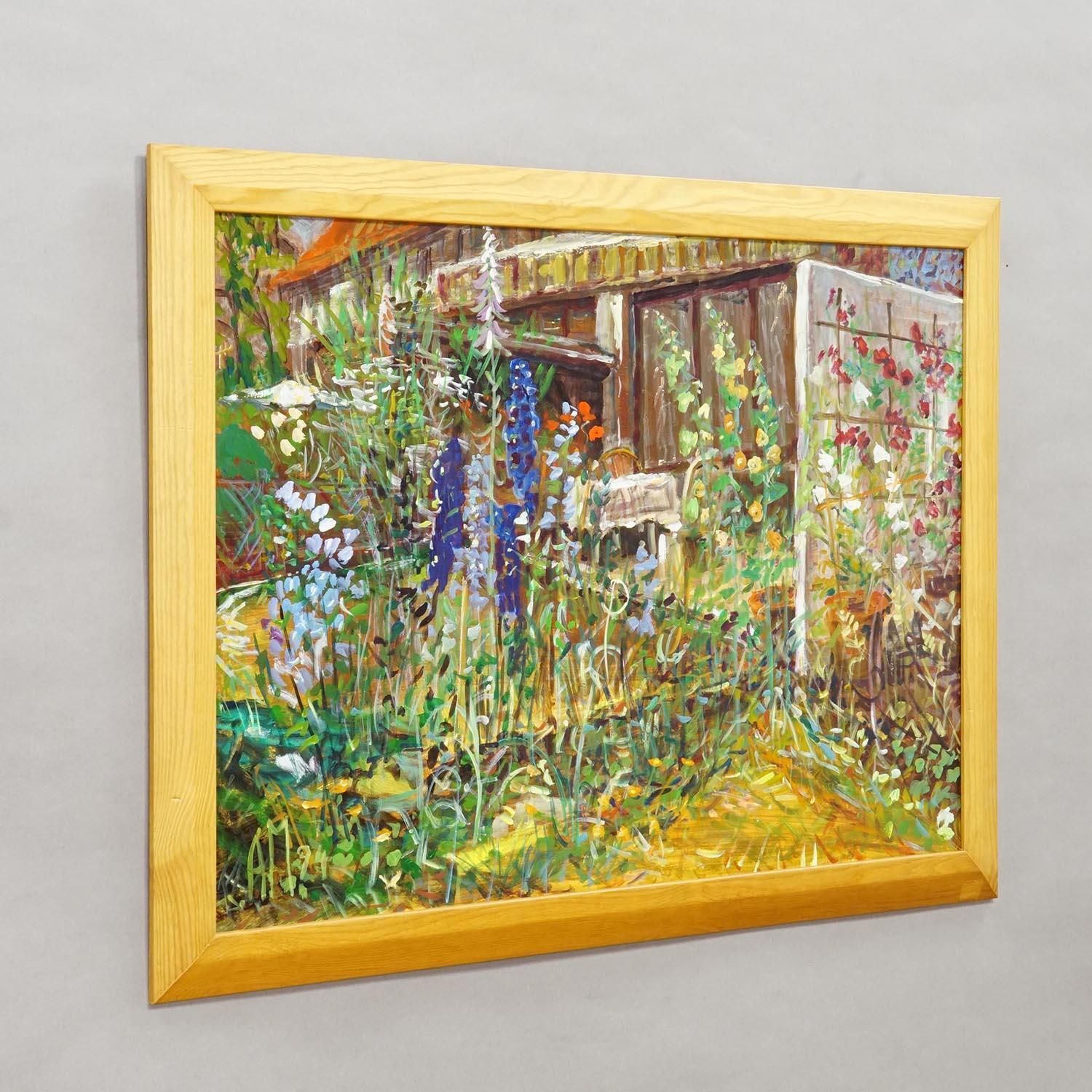 Impressionistic Oil Painting Of A Garden Scenery, Alexander Michael 1994 photo furniture