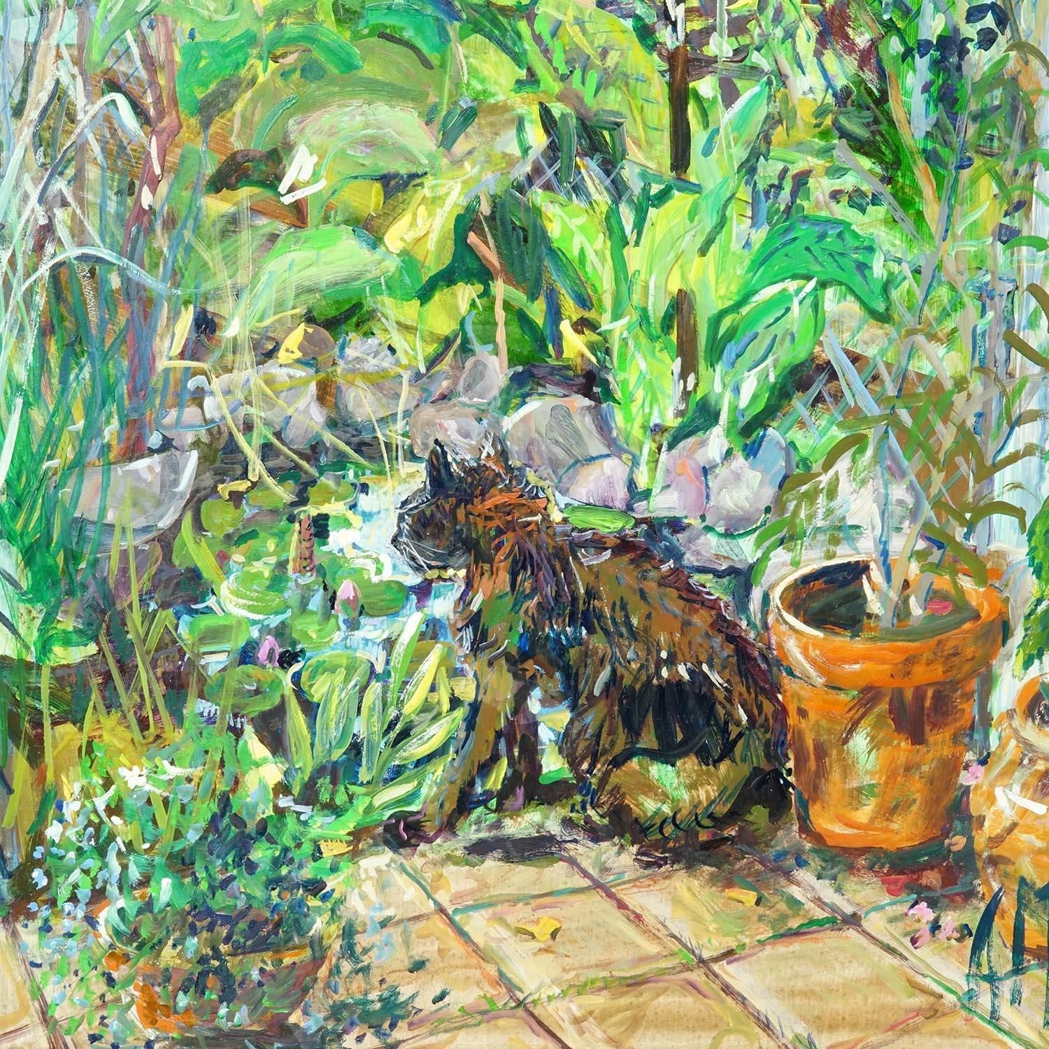 Vintage Impressionistic Oil Painting Of A Garden Scenery, Alexander Michael 1994 photo Art