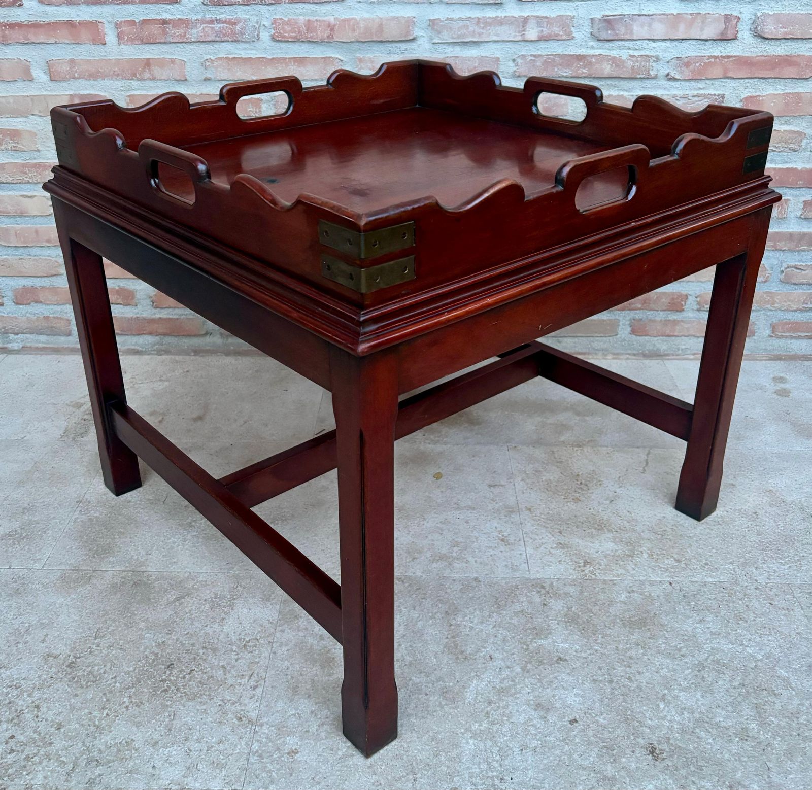 Early 20th Century Wood Coffee Table With Small Removable Tray, 1924, Set Of 2 photo for sale