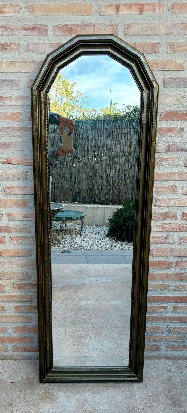Grand miroir français en laiton, début du XXe siècle, années 1940 photo furniture
