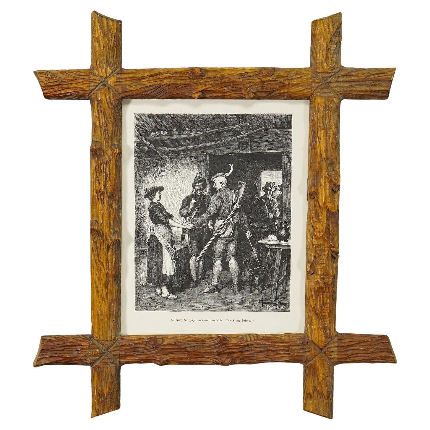 Antique Copper Engraving Print With Bavarian Scene Ca. 1900