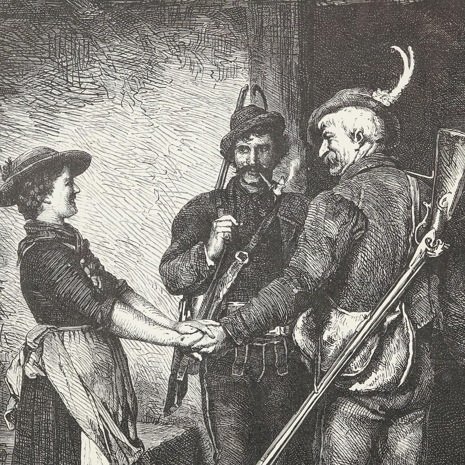Antique Copper Engraving Print With Bavarian Scene Ca. 1900 photo for sale