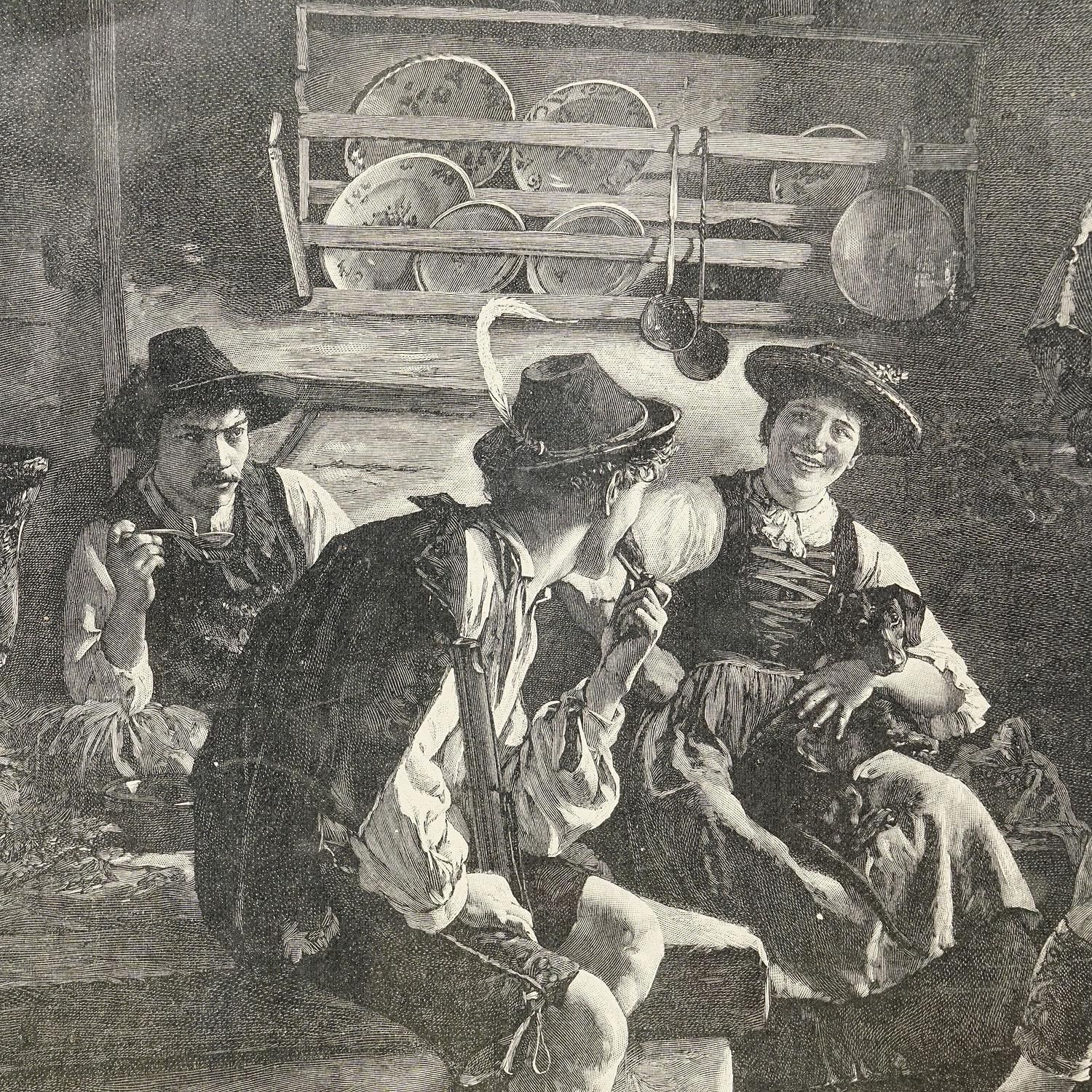 Antique Copper Engraving Print With Popular Bavarian Scene Ca. 1900 photo for sale