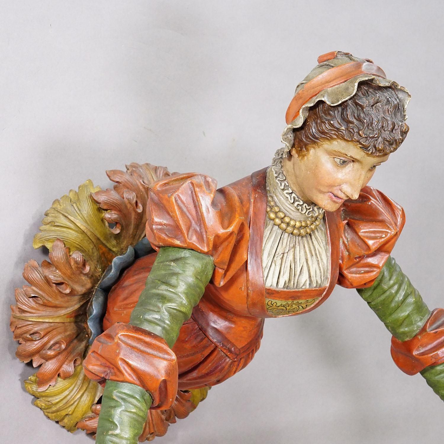 Lovely Carved Wooden Lady Towel Holder Ca. 1900 photo 3113.0