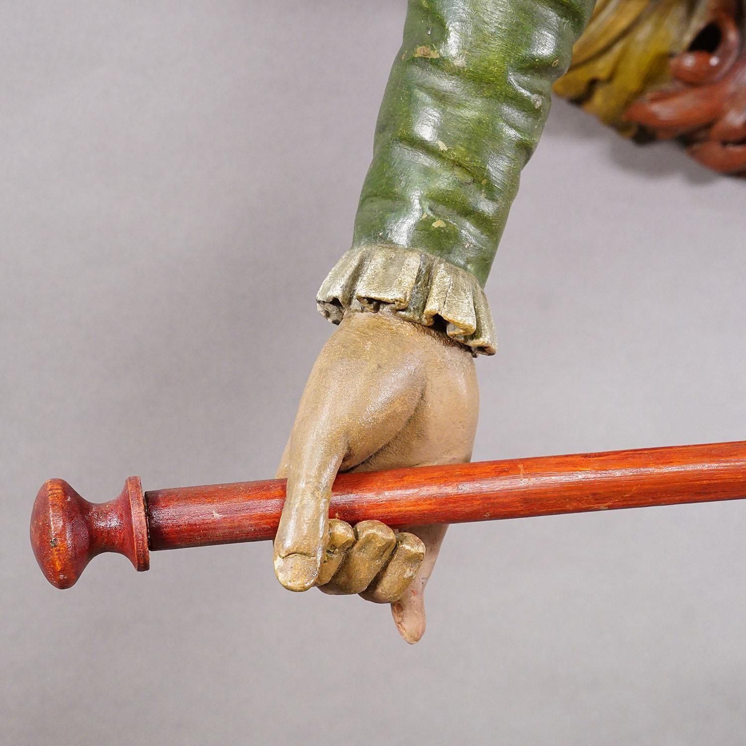 photo for sale Lovely Carved Wooden Lady Towel Holder Ca. 1900