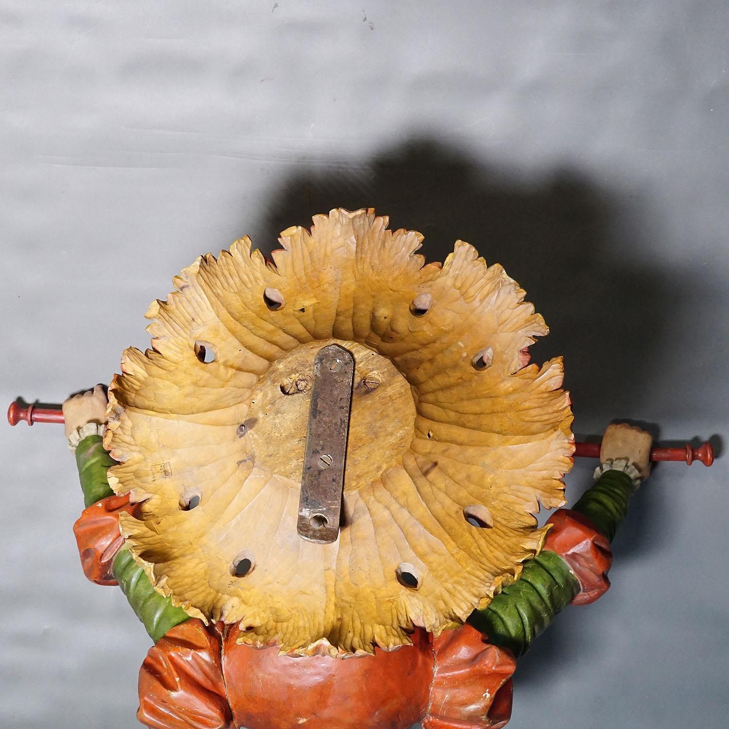 3113.0 Lovely Carved Wooden Lady Towel Holder Ca. 1900 photo