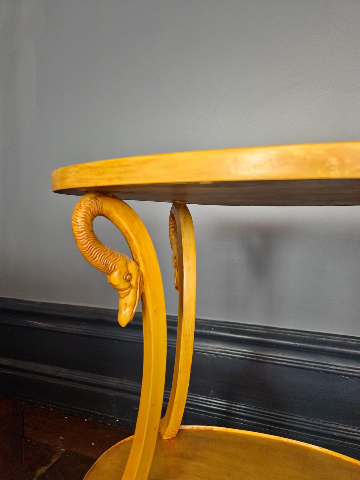 photo for sale A Pair Of Sidetables With Decor Of Swans. Empire Style, Italy Mid 1900s