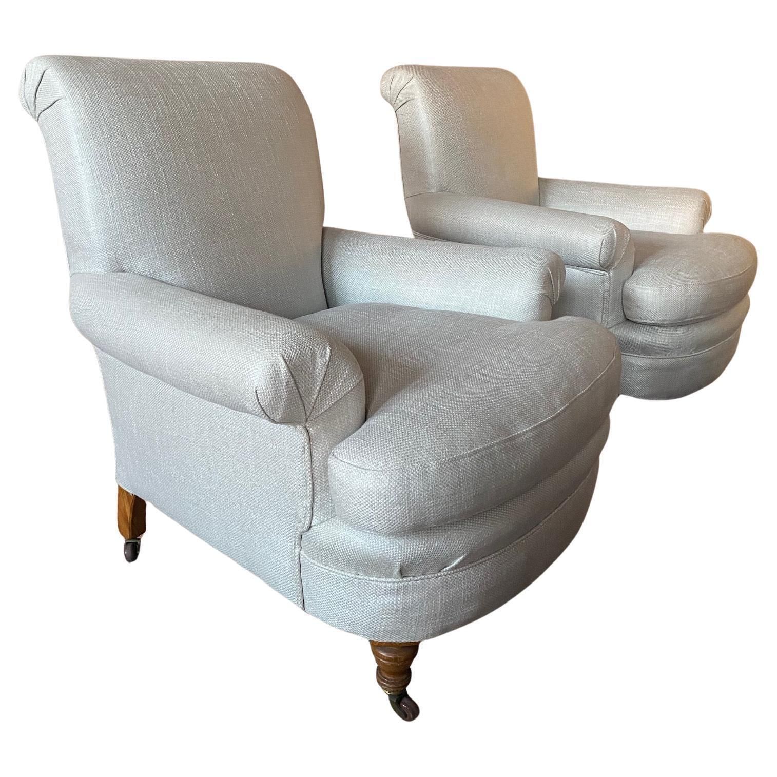 Edwardian Armchairs, A Pair, Reupholstered And Bought From Hilary Batstone.