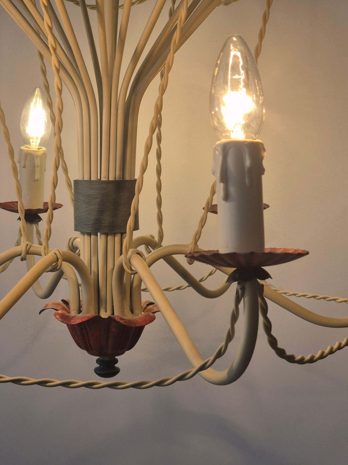 French Gilt Iron And Painted Tôle  Hot Air Balloon Chandelier, Mid 20th Century photo Lighting